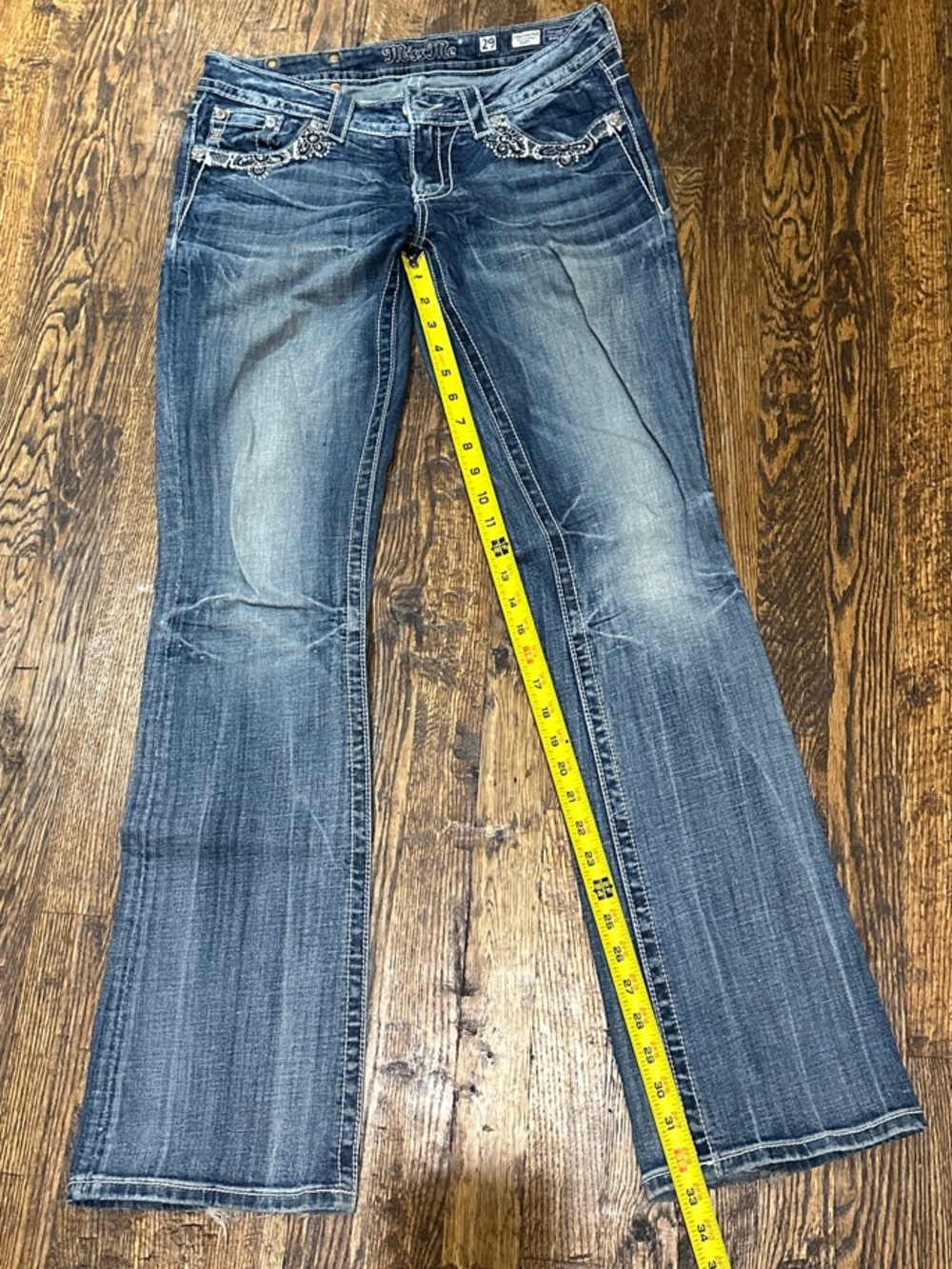 Miss Me Faded Blue Embellished Wide Leg Jeans